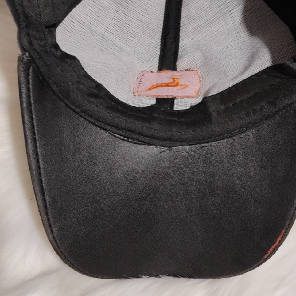 John Deere Black Faux Leather Hat with Orange Embroidery - Picture 10 of 12